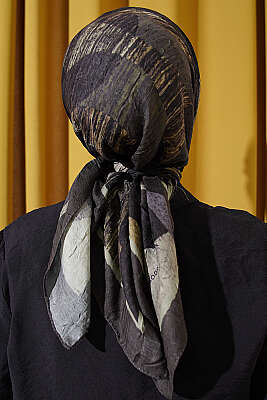 Karışık Desen Bambu Kraş Ayda Eşarp Haki - Başörtüsü