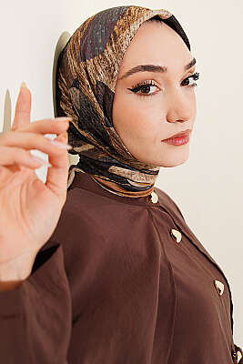 Karışık Desen Bambu Kraş Ayda Eşarp Hardal - MODA KAŞMİR