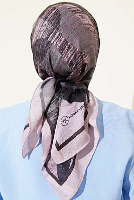 Karışık Desen Bambu Kraş Ayda Eşarp Pudra - Başörtüsü