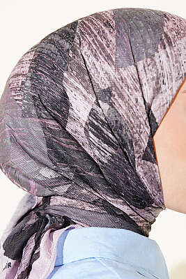 Karışık Desen Bambu Kraş Ayda Eşarp Pudra - Başörtüsü