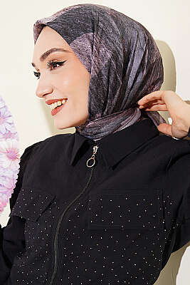 Karışık Desen Bambu Kraş Ayda Eşarp Soft Kahve - Başörtüsü