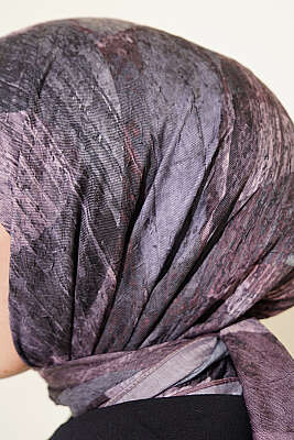 Karışık Desen Bambu Kraş Ayda Eşarp Soft Kahve - Başörtüsü