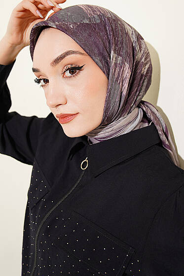 Karışık Desen Bambu Kraş Ayda Eşarp Taş - Başörtüsü