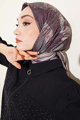 Karışık Desen Bambu Kraş Ayda Eşarp Taş - Başörtüsü