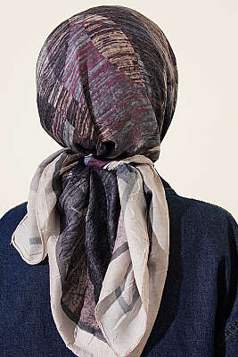 Karışık Desen Bambu Kraş Ayda Eşarp Vanilya - Başörtüsü