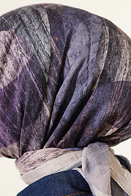 Karışık Desen Bambu Kraş Ayda Eşarp Vanilya - Başörtüsü