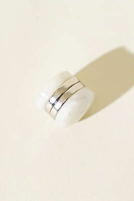 Karışık Desen Eşarp Mıknatısı Beyaz - İğne ve Klips