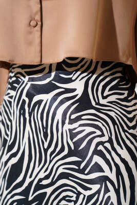 Karışık Desen Saten Etek Taş - Uzun Etek