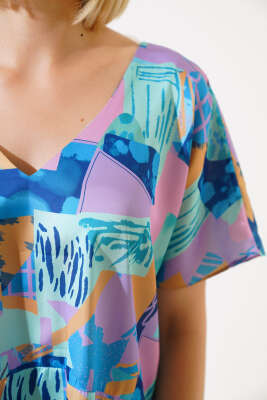 Karışık Desen Saten İkili Takım Mint - Kadın Giyim Modelleri