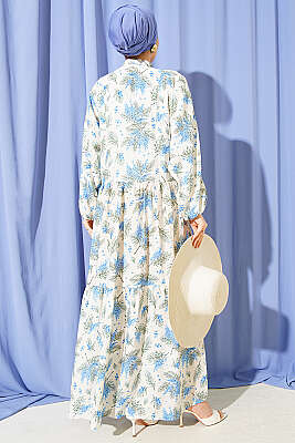 Karışık Desen Taş Düğmeli Elbise Asorti 12 - Elbise