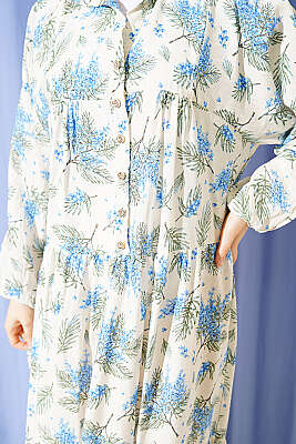 Karışık Desen Taş Düğmeli Elbise Asorti 12 - Elbise