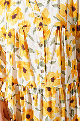 Karışık Desen Taş Düğmeli Elbise Asorti 15 - Elbise