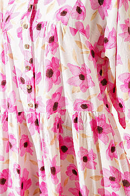 Karışık Desen Taş Düğmeli Elbise Asorti 16 - Elbise