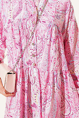 Karışık Desen Taş Düğmeli Elbise Asorti 2 - Elbise