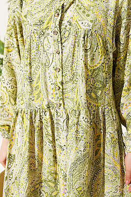 Karışık Desen Taş Düğmeli Elbise Asorti 3 - Elbise