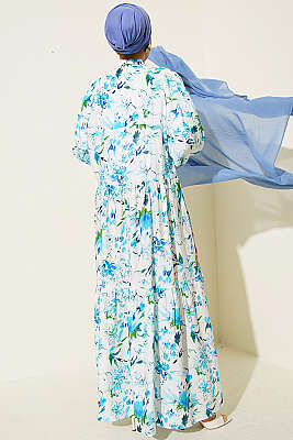 Karışık Desen Taş Düğmeli Elbise Asorti 6 - Elbise