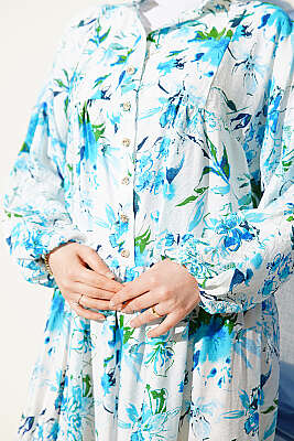 Karışık Desen Taş Düğmeli Elbise Asorti 6 - Elbise