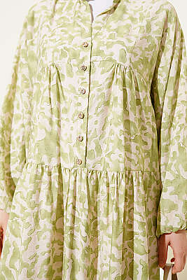 Karışık Desen Taş Düğmeli Elbise Asorti 9 - Elbise