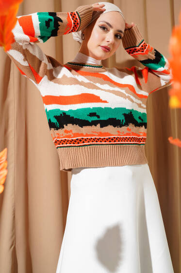 Karışık Desen Triko Kazak Büsküvi - Triko