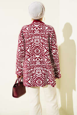 Karışık Desen Triko Tunik Bordo - Tunik