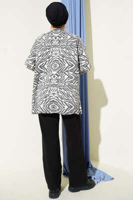 Karışık Desen Triko Tunik Füme - Tunik