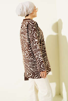 Karışık Desen Triko Tunik Kahve - Tunik