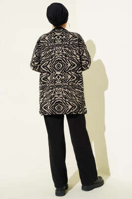 Karışık Desen Triko Tunik Siyah - Tunik