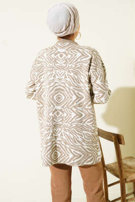 Karışık Desen Triko Tunik Vizon - Tunik