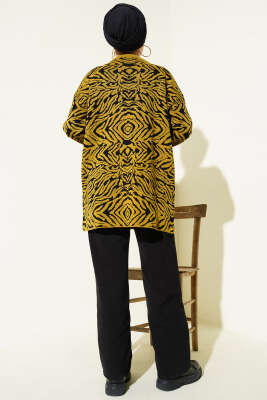 Karışık Desen Triko Tunik Yağ Yeşili - Tunik