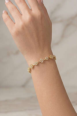 Karışık Desenli Bileklik Gold - KONYALI BİJUTERİ