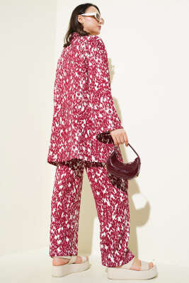 Karışık Desenli Bürümcük Kimono İkili Takım Bordo - 300-500 TL Ürünler