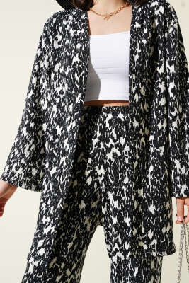 Karışık Desenli Bürümcük Kimono İkili Takım Siyah - 300-500 TL Ürünler
