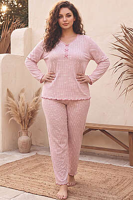 Karışık Desenli Büyük Beden Pijama Takımı Asorti 2 - HEPYEK BASIC
