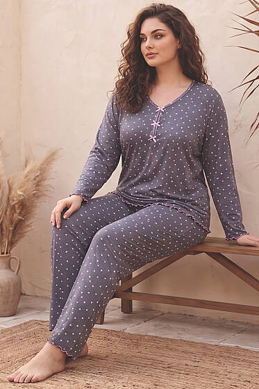 Karışık Desenli Büyük Beden Pijama Takımı Asorti 6 - Pijama
