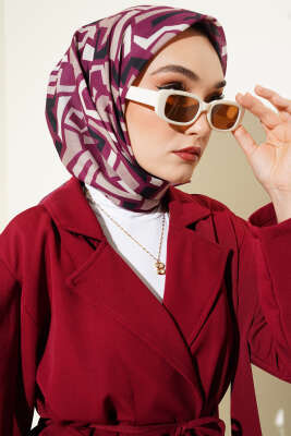 Karışık Desenli Eşarp Magenta 