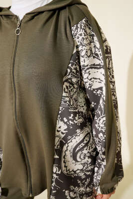 Karışık Desenli Fermuarlı İkili Takım Haki - İkili Takım