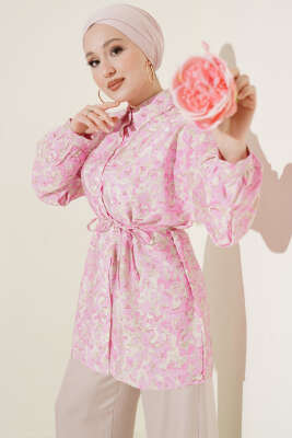 Karışık Desenli İp Kuşaklı Gömlek Asorti 10 - POLO LIVE