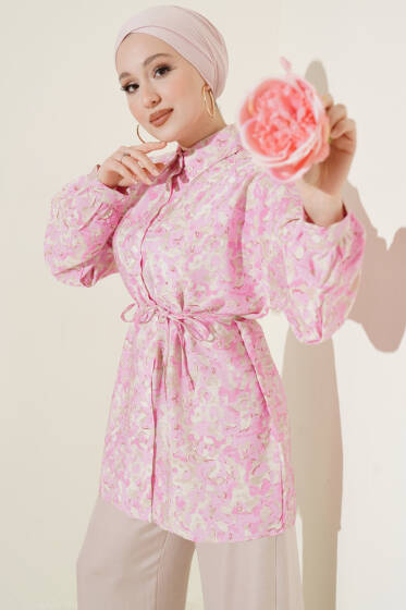 Karışık Desenli İp Kuşaklı Gömlek Asorti 10 - Gömlek