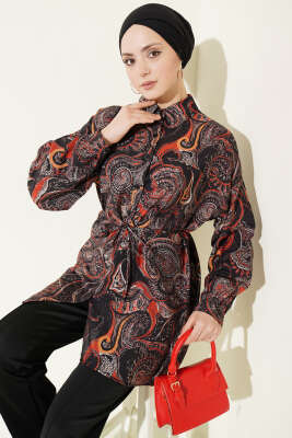 Karışık Desenli İp Kuşaklı Gömlek Asorti 12 - POLO LIVE