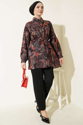 Karışık Desenli İp Kuşaklı Gömlek Asorti 12 - Gömlek