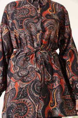 Karışık Desenli İp Kuşaklı Gömlek Asorti 12 - Gömlek