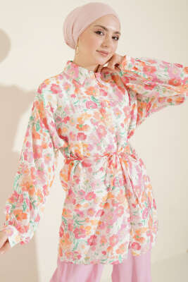 Karışık Desenli İp Kuşaklı Gömlek Asorti 13 - POLO LIVE