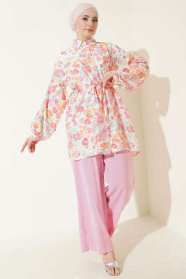 Karışık Desenli İp Kuşaklı Gömlek Asorti 13 - Gömlek