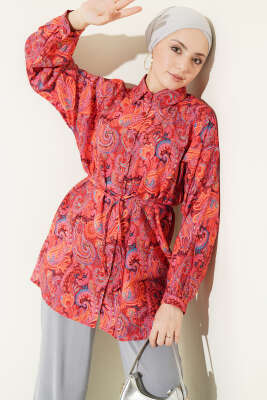 Karışık Desenli İp Kuşaklı Gömlek Asorti 14 - POLO LIVE