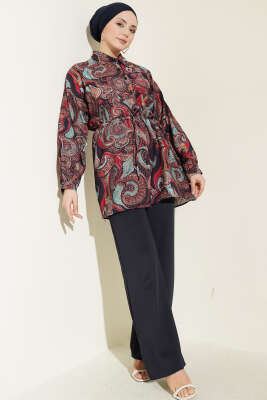 Karışık Desenli İp Kuşaklı Gömlek Asorti 15 - Gömlek