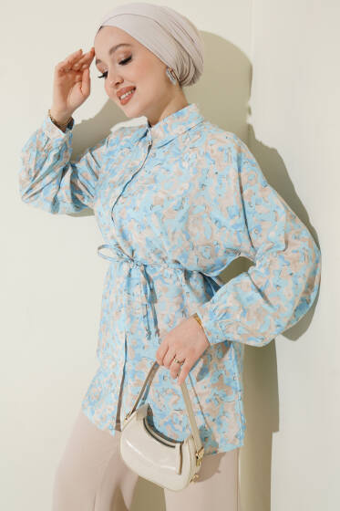 Karışık Desenli İp Kuşaklı Gömlek Asorti 17 - Gömlek