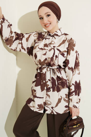 Karışık Desenli İp Kuşaklı Gömlek Asorti 18 - Gömlek