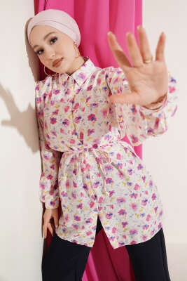 Karışık Desenli İp Kuşaklı Gömlek Asorti 2 - POLO LIVE