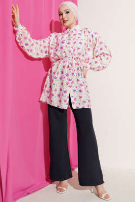 Karışık Desenli İp Kuşaklı Gömlek Asorti 2 - Gömlek