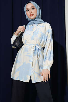 Karışık Desenli İp Kuşaklı Gömlek Asorti 4 - POLO LIVE